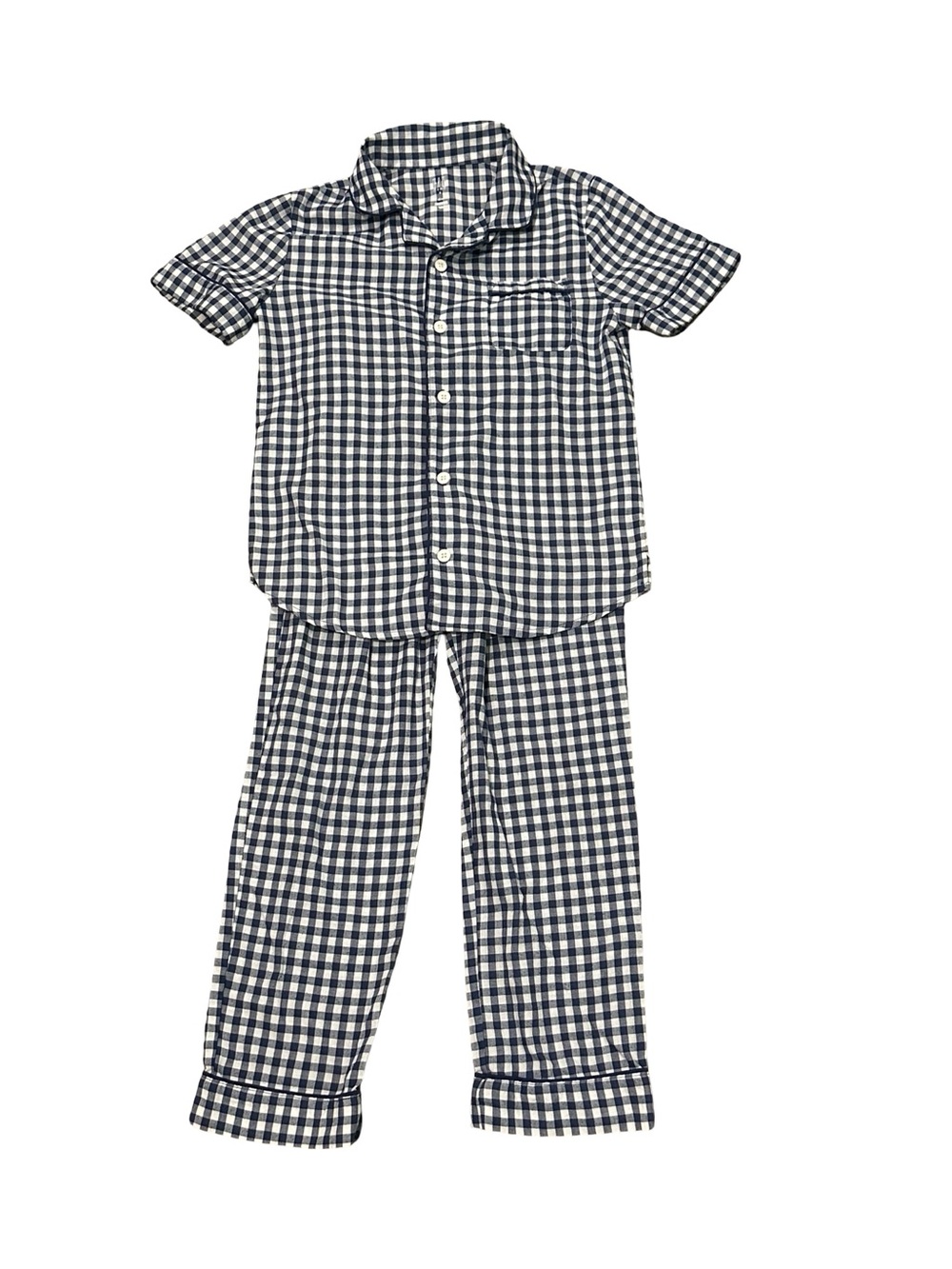 GUC Gap Kids Size 6 Navy and White Gingham Short-Sleeve Pajama Set
